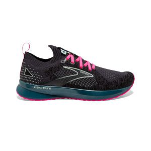 Brooks Levitate StealthFit 5 Road Running Shoes - Womens, Black/Blue/Pink | IE-KNJ849631